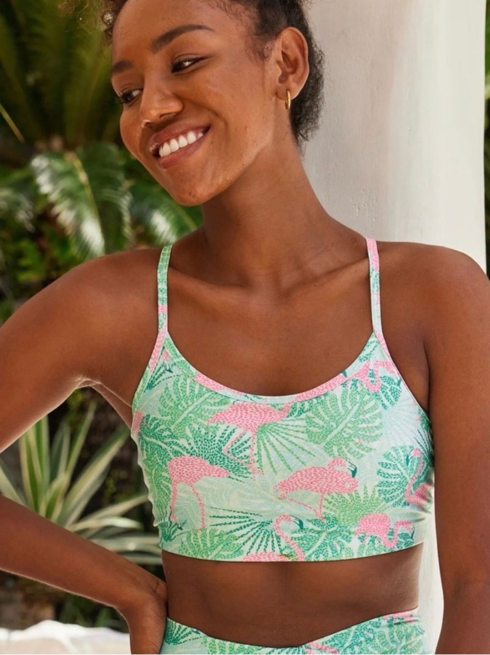 NWT Kenny Flowers The Sunshine State Flamingo Racerback Sport Bra Sz. S